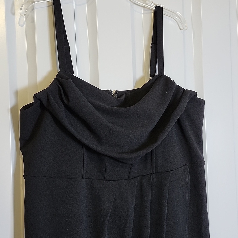 Torrid Black Tulip Hem Bustier Midi Dress Crepe Size 16 Draped Neckline NWT - Picture 3 of 9